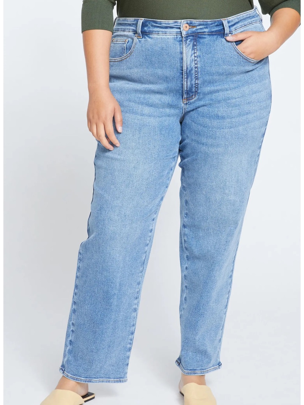 Classic Distressed Light blue Straight Leg Jeans